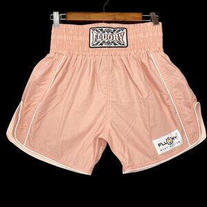 Fluory Muay Thai Boxing Shorts Pink Elastic Waistband Medium Training Wear